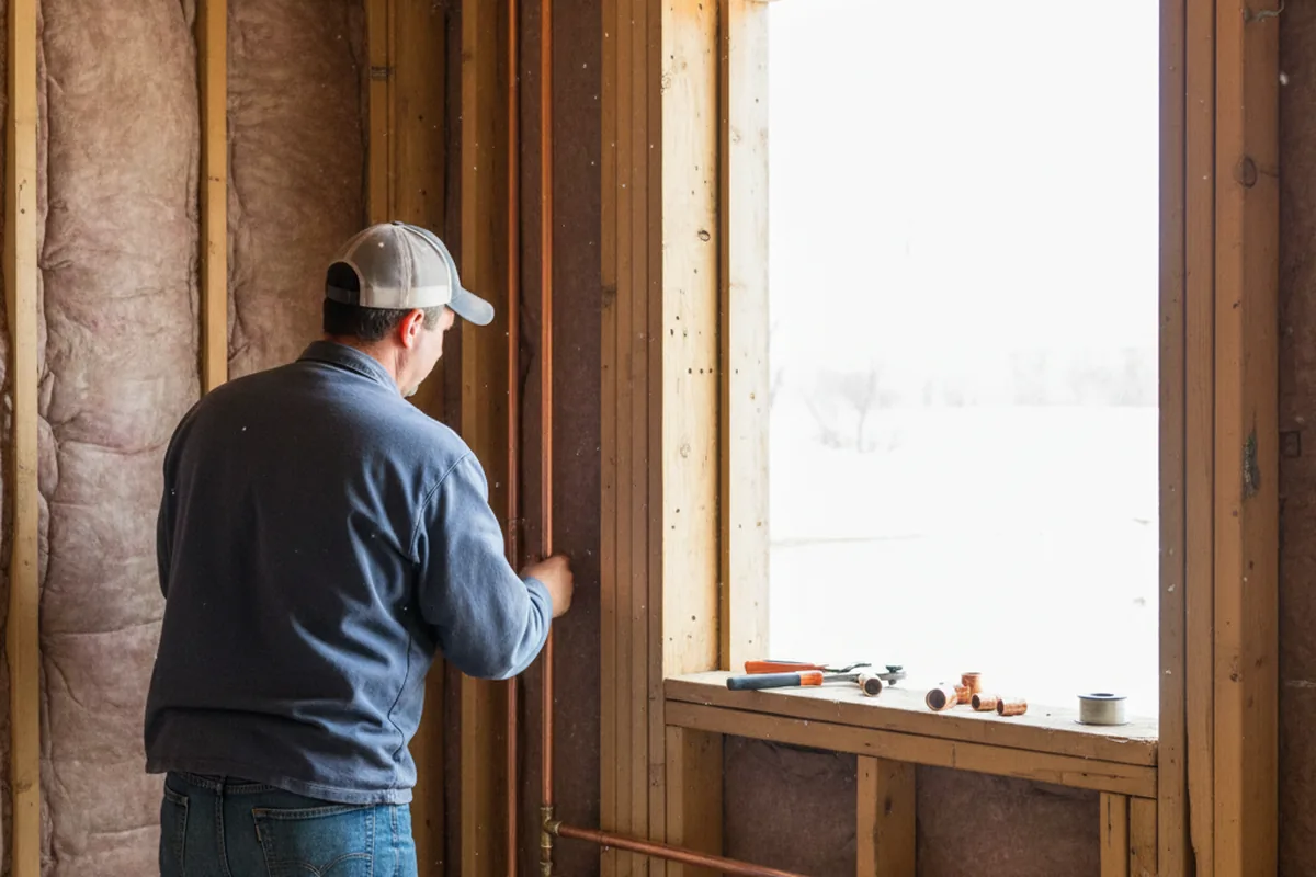 Licensed plumber running new copper supply lines in a Chesapeake home