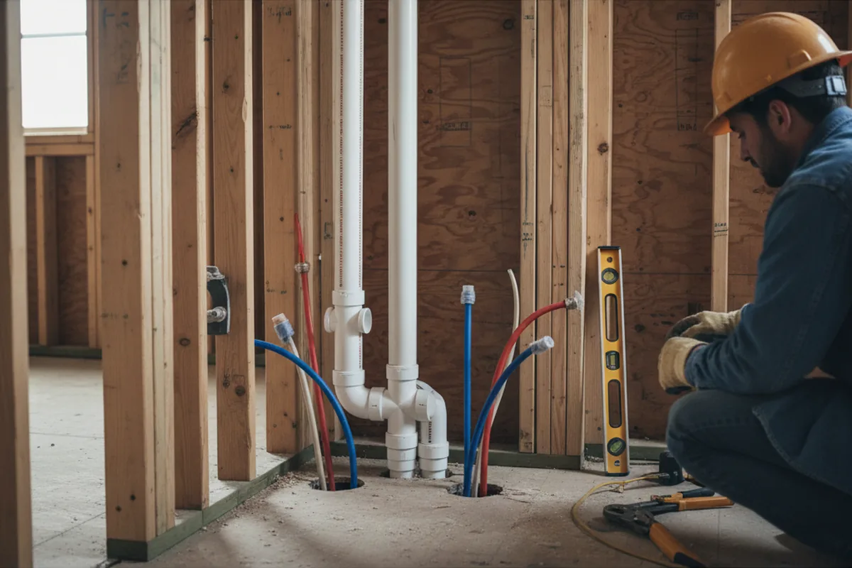Drain and supply rough-in during Garbage Disposal Repair in Chesapeake