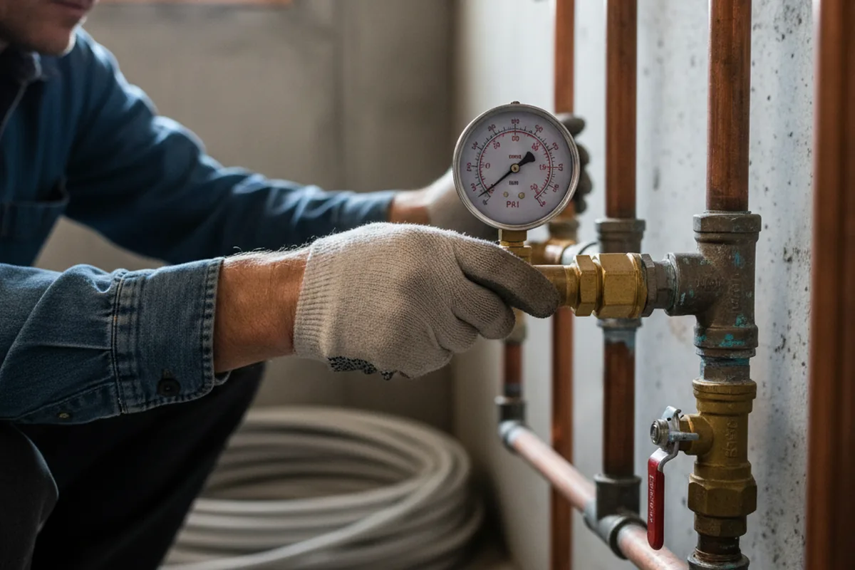 Pressure testing a repaired line during Water Line Repair in Chesapeake